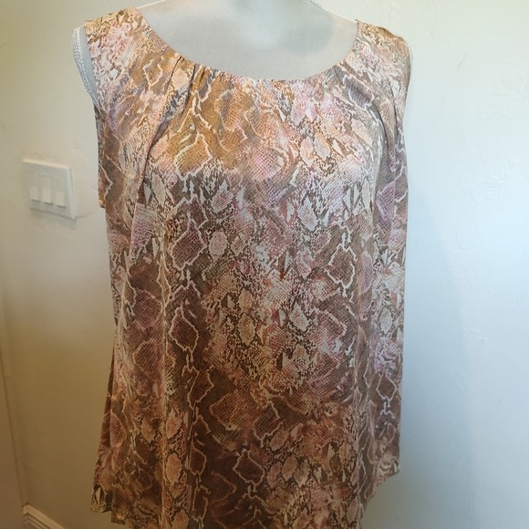 Chico's Size 2 US 12/14 Beige Pink Snake Print‎ Tank Top Camisole Sleeveless - Picture 2 of 7
